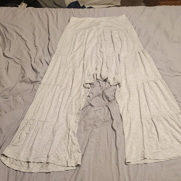 Grey Free People Ruffle Wide Leg Harem Ruffle Pants - Picture 3 of 5